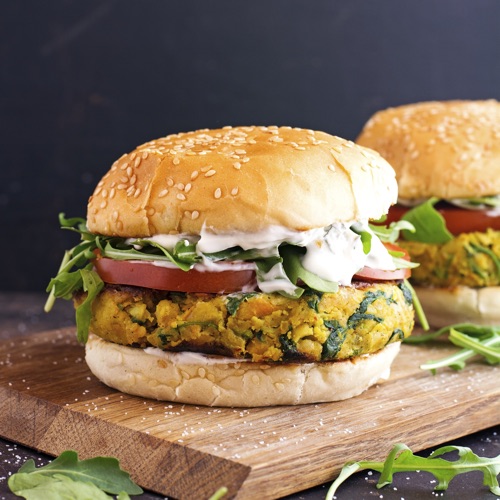 Spinach Corn Tikki Burger